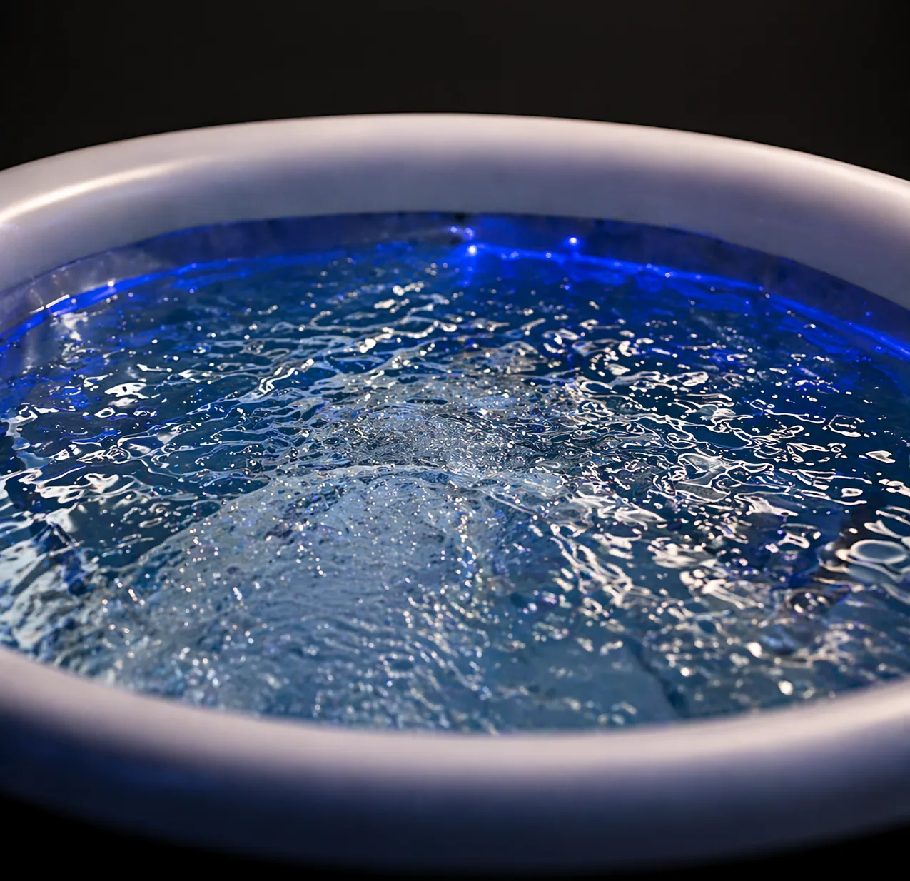 Deep Chill cold plunge filled and lit, ready for a production setup